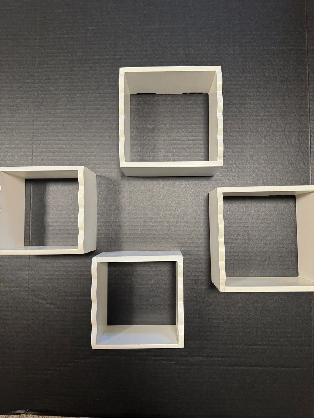 White Decorative Square Wall Shelves - Set of 4